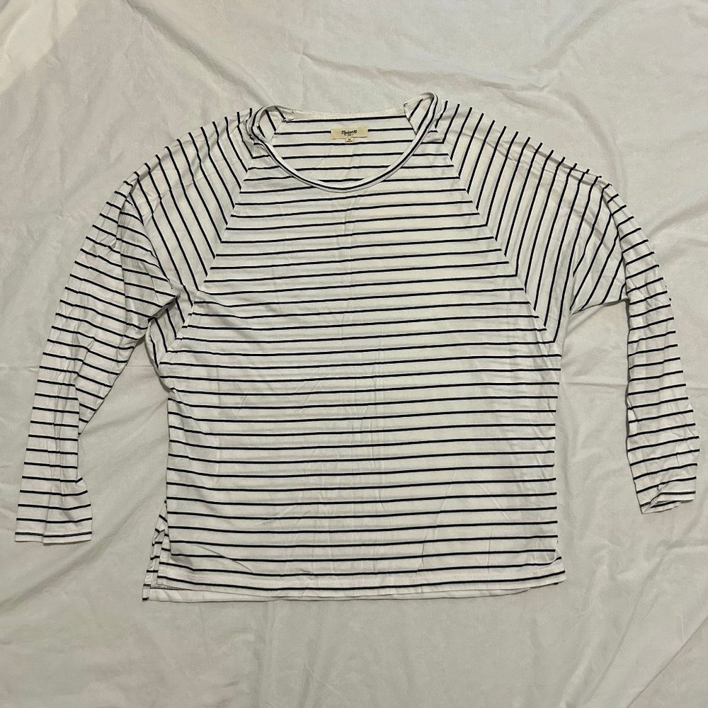 Madewell Women's Striped Long Sleeve Dolman Sleeve T-Shirt Size Medium